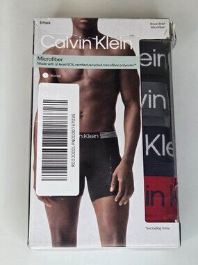 Calvin Klein Men's XL 5 Pack Iron Flex Microfiber Boxer Briefs Logo Underwear